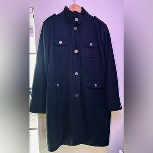 Vintage Esprit Outerwear Long Wool Blend Jacket - Black - XL